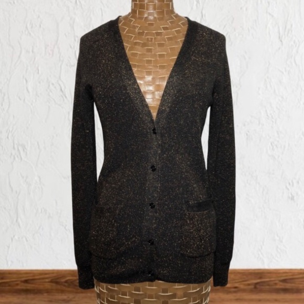 Wilfred Brown/Gold Glitter Silk & Cashmere Cardigan